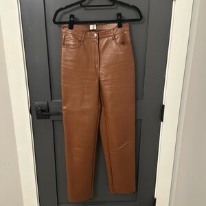 Brown Aritzia Melina Leather Pants